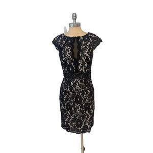 Monique Lhillier Black Beaded Party Cocktail Dress size 4